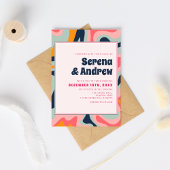 Retro 70s Pastel Roze Groovy Abstract Kaart