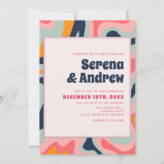 Retro 70s Pastel Roze Groovy Abstract Kaart (Voorkant)