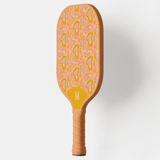 Retro 70's Pastel Yellow Monogram Topography Pickleball Paddle (Links)