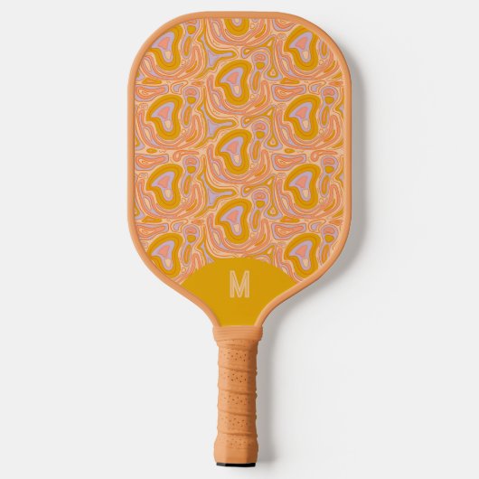 Retro 70's Pastel Yellow Monogram Topography  Pickleball Paddle (Achterkant)