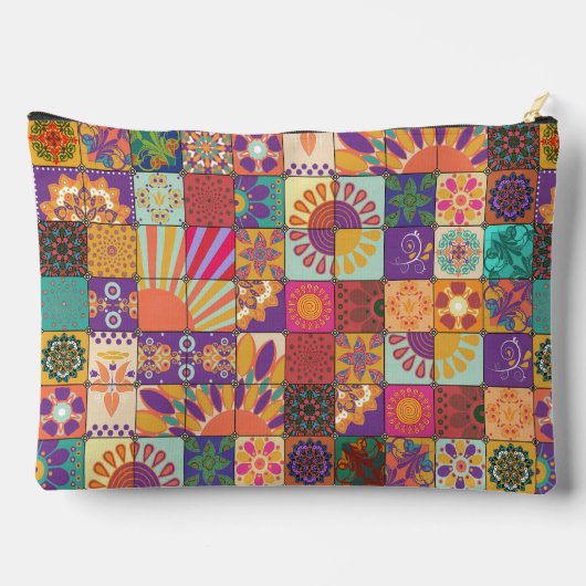 Retro 70s Patchwork Zippered Pouch Etui (Achterkant)