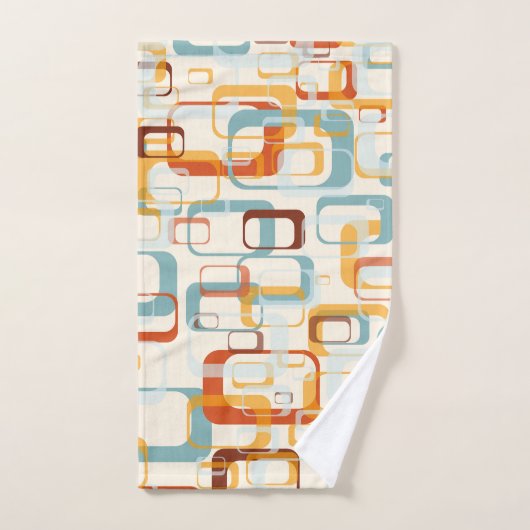Retro  70s patroon in schaduwen van Oranje blauw Bad Handdoek (Handdoek)