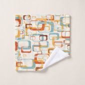 Retro  70s patroon in schaduwen van Oranje blauw Bad Handdoek (Wasdoekje)