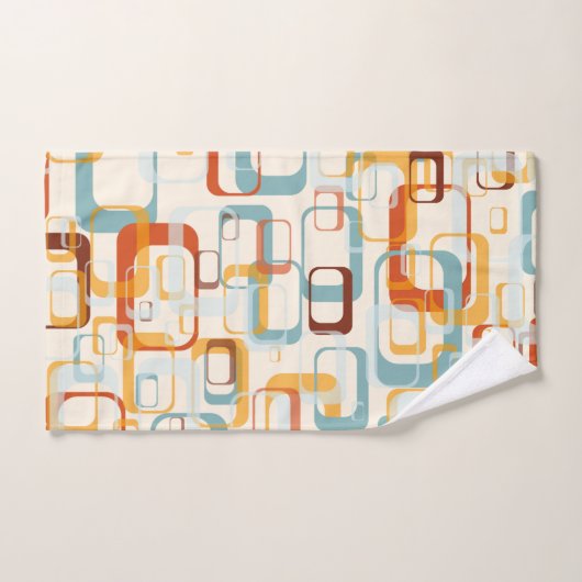Retro  70s patroon in schaduwen van Oranje blauw Bad Handdoek (Handdoek)