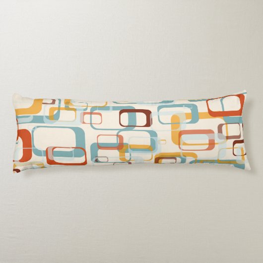 Retro  70s patroon in schaduwen van Oranje blauw Lichaamskussen (Achterkant)