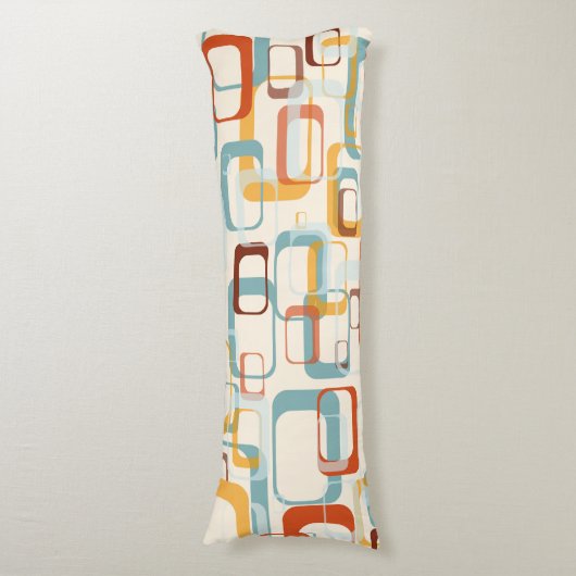 Retro  70s patroon in schaduwen van Oranje blauw Lichaamskussen (Voorkant Verticaal)