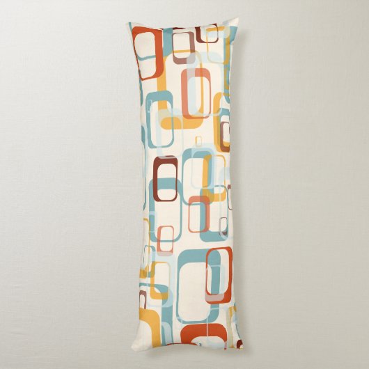 Retro  70s patroon in schaduwen van Oranje blauw Lichaamskussen (Achterkant (Verticaal))