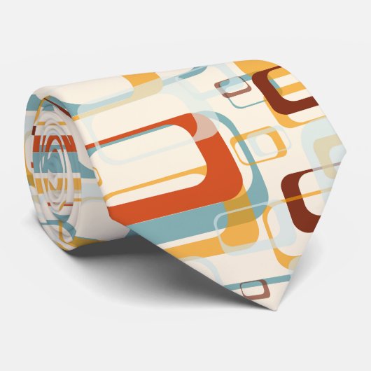 Retro  70s patroon in schaduwen van Oranje blauw Stropdas (Opgerold)