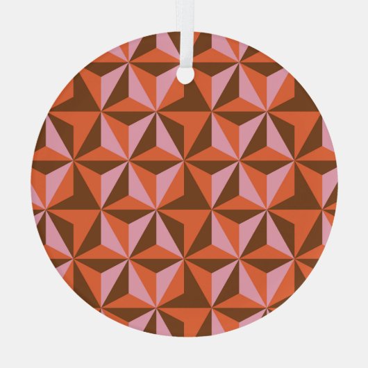 Retro 70's:  patroonachtergrond glas ornament (Achterkant)