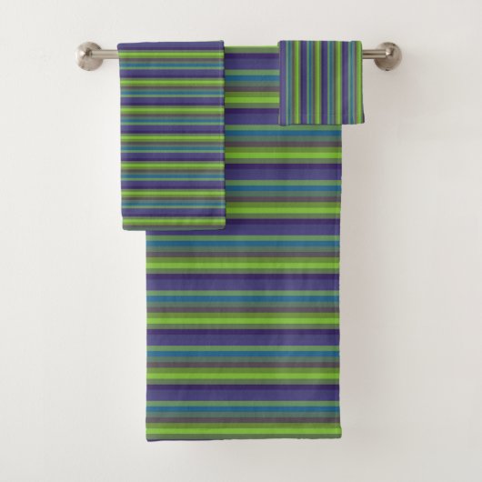Retro 70s Pauw Palet Verticale Strepen Bad Handdoek (Insitu)