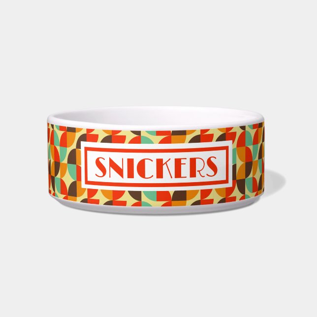 Retro 70s Persoonlijke naam Voerbakje (Voorkant)