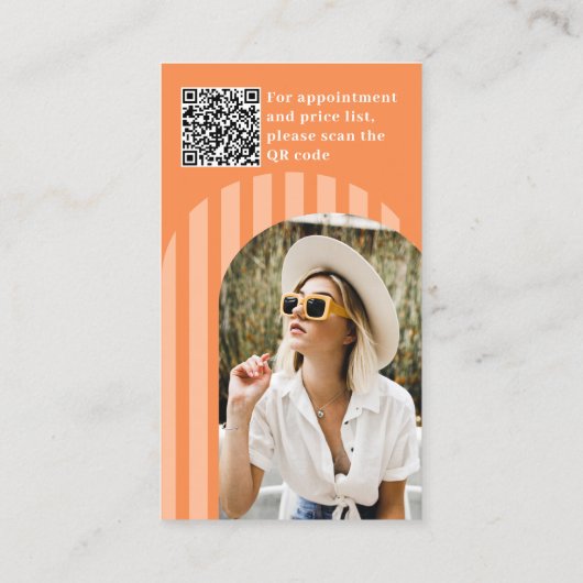 retro 70s perzikboog foto make-up visitekaartje (Achterkant)