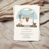 Retro 70s Planten Clothesline Neutraal Baby shower Kaart