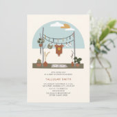 Retro 70s Planten Clothesline Neutraal Baby shower Kaart (Staand voorkant)