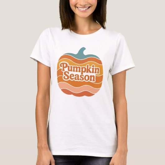 Retro 70s Pompoenseizoen Herfst T-shirt (Voorkant)