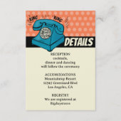 Retro 70's Pop Kunst Stripboek Bruiloft QR Code Informatiekaartje (Voorkant)