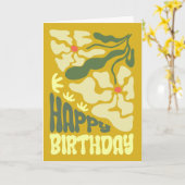 Retro 70s Psychedelic Groovy Bloem Verjaardag Kaart (Gele Bloem)