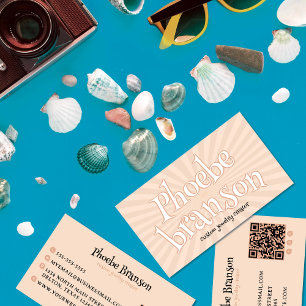 Retro 70's Radial Burst Groovy Typografie Visitekaartje