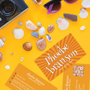 Retro 70's Radial Burst Groovy Typografie Visitekaartje