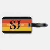 Retro 70s Rainbow Bold Stripes Initialen Monogram Bagagelabel (Achterkant horizontaal)