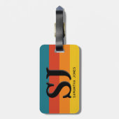 Retro 70s Rainbow Bold Stripes Initialen Monogram Bagagelabel (Achterkant verticaal)