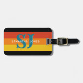 Retro 70s Rainbow Bold Stripes Initialen Monogram Bagagelabel (Voorkant horizontaal)