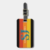 Retro 70s Rainbow Bold Stripes Initialen Monogram Bagagelabel (Voorkant verticaal)