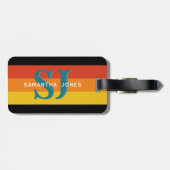 Retro 70s Rainbow Bold Stripes Initialen Monogram Bagagelabel (Achterkant horizontaal)