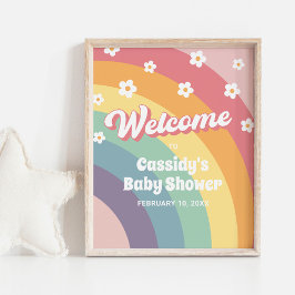 Retro 70s Rainbow Daisy Baby shower Welkomstbord Poster