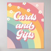 Retro 70s Rainbow Daisy Verjaardagskaarten en gesc Poster (Voorkant)