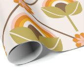 Retro 70s Rainbow Flower Wrapping Paper Cadeaupapier (Rol Hoek)