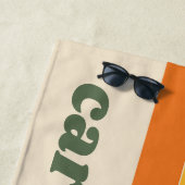 Retro 70s Rainbow Green Sinaasappel Gepersonalisee Strandlaken (In situ)