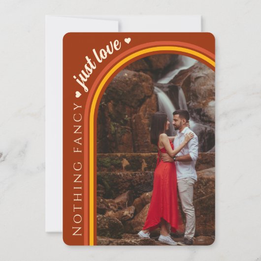 Retro 70s Rainbow Groovy Arch Photo Wedding Kaart (Achterkant)