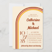 Retro 70s Rainbow Groovy Arch Photo Wedding Kaart (Voorkant)