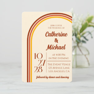 Retro 70s Rainbow Groovy Arch Photo Wedding Kaart