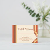 Retro 70s Rainbow Groovy Terracotta Oranje bruilof Plaatskaartje (Staand voorkant)