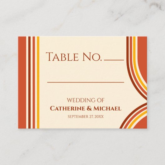 Retro 70s Rainbow Groovy Terracotta Oranje bruilof Plaatskaartje (Voorkant)