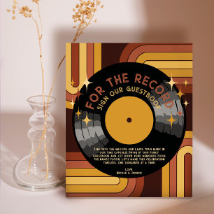 Retro 70's Rainbow Vinyl Record Bruiloft Gastenboe Reclamebord Met Voetstuk