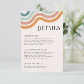  Retro 70's Rainbow Wedding Details Informatiekaartje (Staand voorkant)