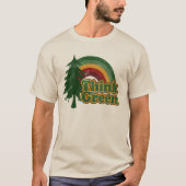 Retro 70s regenboog, denk groen t-shirt (Voorkant)