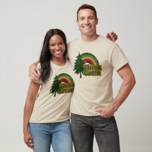 Retro 70s regenboog, denk groen t-shirt