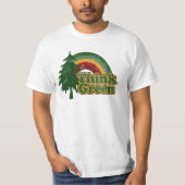 Retro 70s regenboog, denk groen t-shirt (Voorkant)