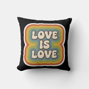 Retro 70s Regenboog "Liefde is Liefde Kussen