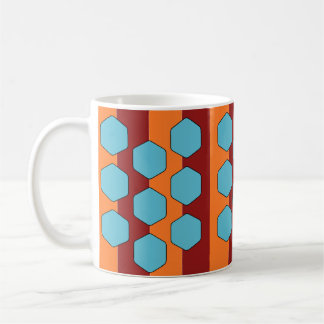 Retro 70s Rood Sinaasappel Blauwgroen Patroon Koffiemok