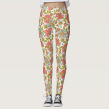 Retro 70s Roze Aqua Floral Leggings