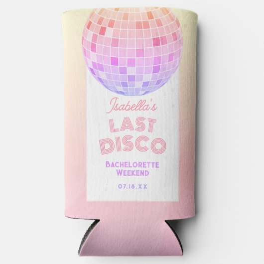 Retro 70s Roze Disco Bal Bachelorette Weekend Seltzer Blikjeskoeler (Voorkant)