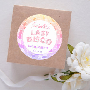 Retro 70s Roze Disco Bal Meidenavakfeest  Ronde Sticker