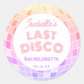 Retro 70s Roze Disco Bal Meisjesfeest Ronde Sticker (Voorkant)