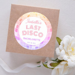 Retro 70s Roze Disco Bal Meisjesfeest Ronde Sticker