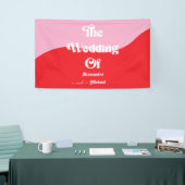 Retro 70s Roze en Rode Neon Wedding Spandoek (Beurs)